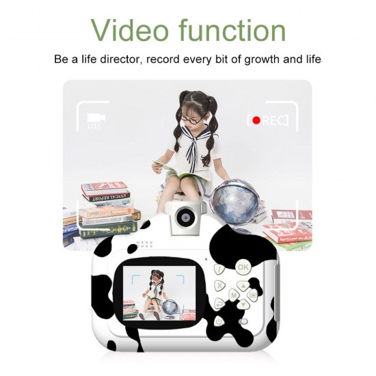 WiFi Instant Print Cameras Kids Camera 2.4 Inch Screen 1080P Video Recording Zero Ink 180° Rotation Lens with Print Paper 12 Color Pens for Children Kids Age 4+