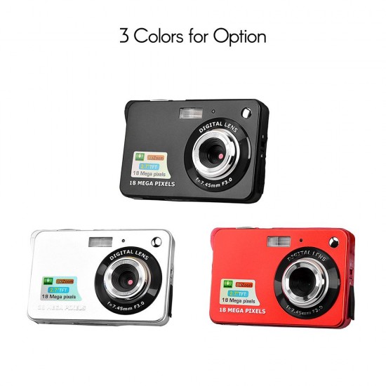 Digital Camera Mini Pocket Camera 18MP 2.7 Inch LCD Screen 8x Zoom Smile Capture Anti-Shake with Battery