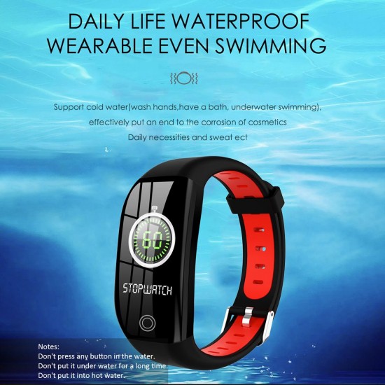 F21 Smart Bracelet 1.14-inch TFT Screen BT4.0 Smart Watch Heart Rate Blood Pressure Sleep Monitoring IP68 Waterproof Smart Timer Pedometer Calorie Fitness Alarm Camera Wristwatch Compatible with Android / iOS System