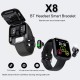 X8 2 in 1 Smart Bracelet with Wireless Earbuds 1.54-Inch IPS Full-Touch Screen BT5.0 Fitness Tracker IP67 Waterproof Sleep/Heart Rate/Blood Pressure Monitor Message/Call/Sedentary Reminder Remote Camera Music Control Compatible with Android iOS