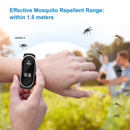 M21 Ultrasonic Mosquito Repellent Bracelet Watch USB Rechargeable Anti Mosquito Repeller Wristband Kill Pest Insect Bug Repellent Wrist Watch Suitable for Adults and Kids