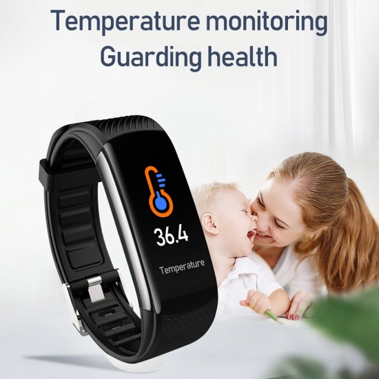 C6T Body Temperature Bracelet Watch Smart Sports Bracelet IP67 Information Push Sleep Exercise Step Waterproof Sports Smart Bracelet Blood Pressure Monitoring