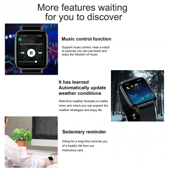 Smart Watch Fitness Tracker with 1.69'' Touch Screen Step Calorie Counter Activity Tracker Watch Supports Heart Rate Blood Pressure Monitor Smart Bracelet Wrist Band