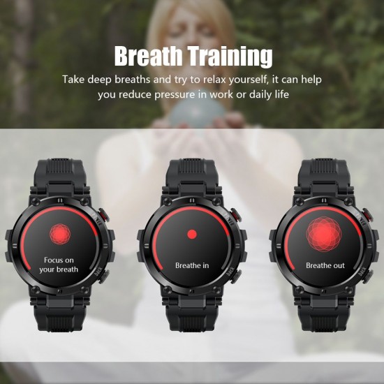 1.3'' Smart Watch Full Touch Heart Rate Blood Pressure Detecting Multi-Sport Mode Scientific Sleep Breath Training Sedentary Reminder IP68 Waterproof Fitness Tracker Smartwatches Sports Wristband Gifts for Men Women
