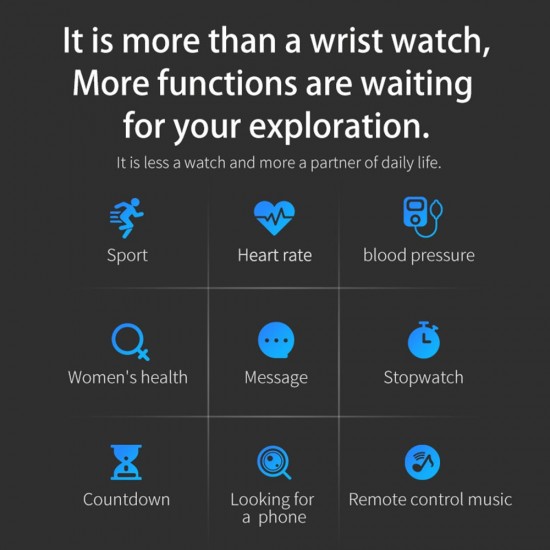 1.4 Inch Smart Watch Blood Pressure & Heart Rate Monitor IP68 Waterproof Full Touchscreen Watch Fitness Tracker Multifunction Sport Watch Female Function Call & Message Reminder