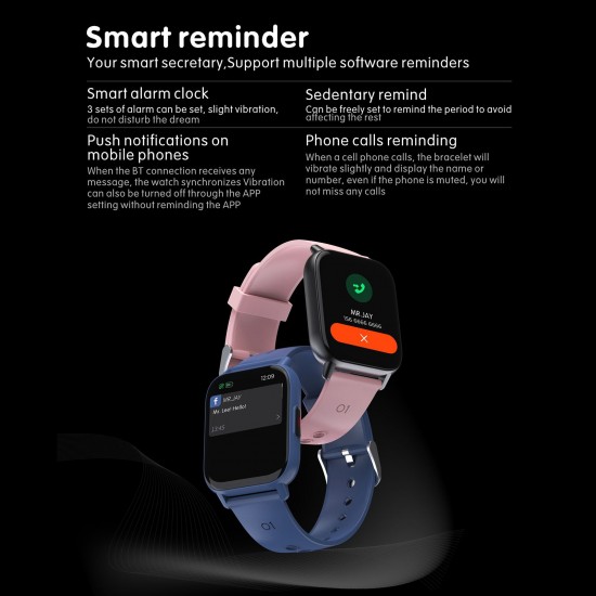 1.69 Inch Smart Watch Fitness Tracker Temperature Monitor IP67 Waterproof Sport Watch with 24 Sport Modes Calorie Counter Real-time Heart Rate Monitor Full Touch Screen Watch with Silicone Strap