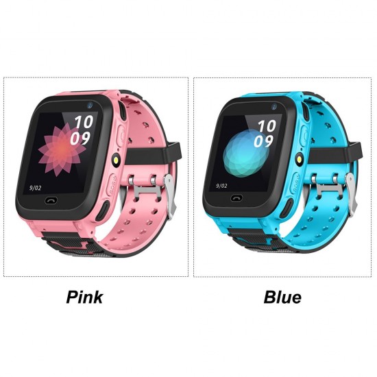Kids Intelligent Watch with SIM Card Slot 1.44 inch IPX7 Waterproof Touching Screen Children Smartwatch with SOS Call Voice Chat Alarm Clock Compatible for Android and iOS Phone Pink/Blue