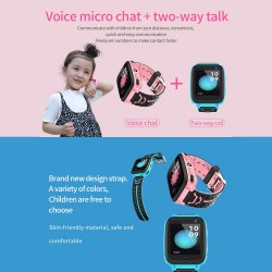 Kids Intelligent Watch with SIM Card Slot 1.44 inch IPX7 Waterproof Touching Screen Children Smartwatch with SOS Call Voice Chat Alarm Clock Compatible for Android and iOS Phone Pink/Blue