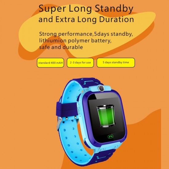 Kids Intelligent Phone Watch with SIM Card Slot 1.44 inch Touching Screen Children Smartwatch with GPS Tracking Function Voice Chat Photograph Compatible with All Android and iOS Phone Pink/Blue