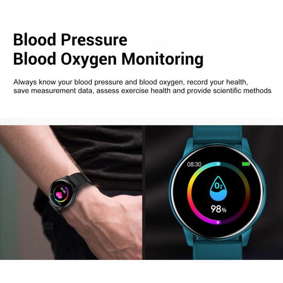 ZL01 Smart Watch 1.3-Inch IPS Single-Touch Screen BT4.0 IP67 Waterproof Fitness Tracker Sleep/Heart Rate/Blood Pressure Monitor Multiple Sports Mode Notification/Call/Sedentary Reminder Remote Camera/Music Control Compatible with Android iOS