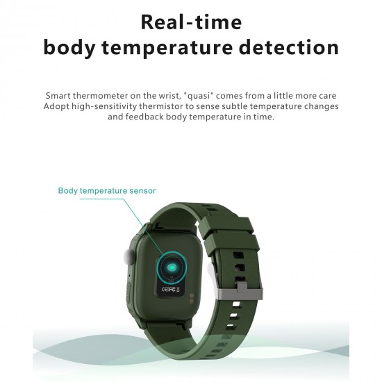 Q25 Smart Sports Watch 1.7'' TFT Full-Touch Screen BT Call Body Temperature/Heart Rate/Sleep/Blood Pressure Monitor Multiple Sports Mode Message/Call Reminder   Compatible with Android iOS