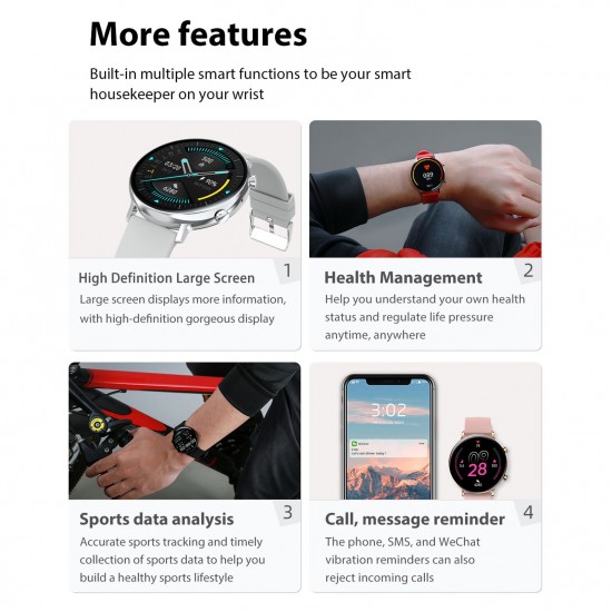 BDO GW33 S-mart Watch B-racelet Multifunctional Intelligent Watch Band Supported BT4.0 Connected ECG/PPG B-lood Pressure/ B-lood Oxygen Monitoring Measurement Sensitive Touching Control/ Built-in 200mAh High Capacity Rechargeable Cell/ IP68 Water Resistan