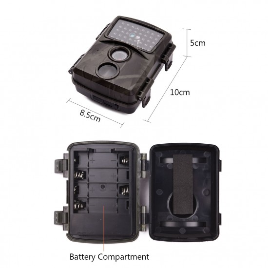 Wildlife Trial Camera FHD1080P 0.8s Triggering IR Night Vision IP54 Waterproof 32GB External Memory with 1/4 Interface