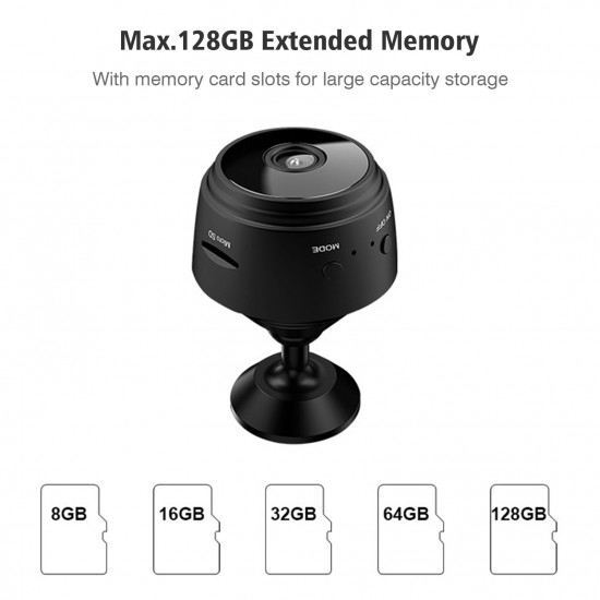 1080P WiFi Mini Camera Video Cam Camcorder 150° Wide Angle IR Night Vision Motion Detection 128GB Extended Memory 240mAh Battery for Baby Animal Monitoring Home Security