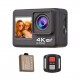 4K60FPS Ultra High Definition WiFi Action Camera Dual Screen 170° Wide Angle 30 Meters Waterproof with Remote Control 1 Li-ion Battery Mounting Accessories Kit Black