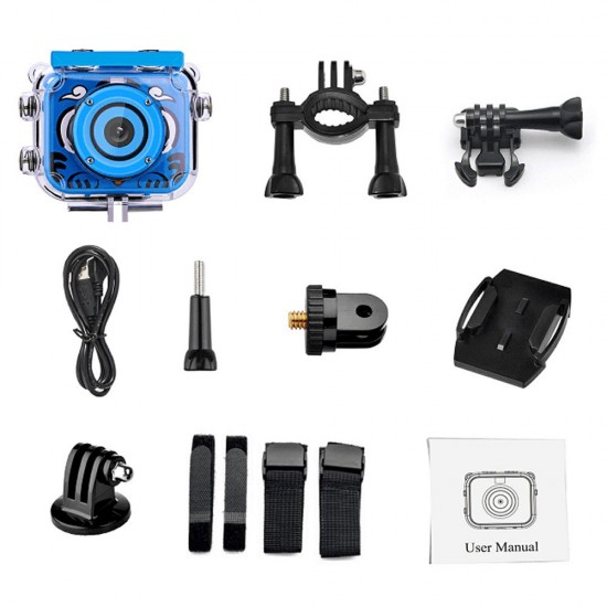 Kids Digital Video Camera Action Sports Camera 1080P 12MP Waterproof 30M Built-in Lithium Battery Christmas Gift New Year Present for Children Boys Girls