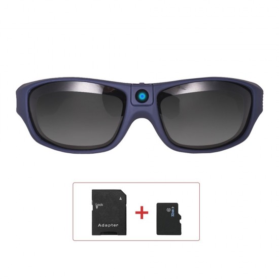 Sunshine IP55 Waterproof Smart Video Recording Sunglasses 1080P FHD Outdoor Sports Action Camera with 32GB TF Card Polarized UV Protection Safety Lenses Sport Design