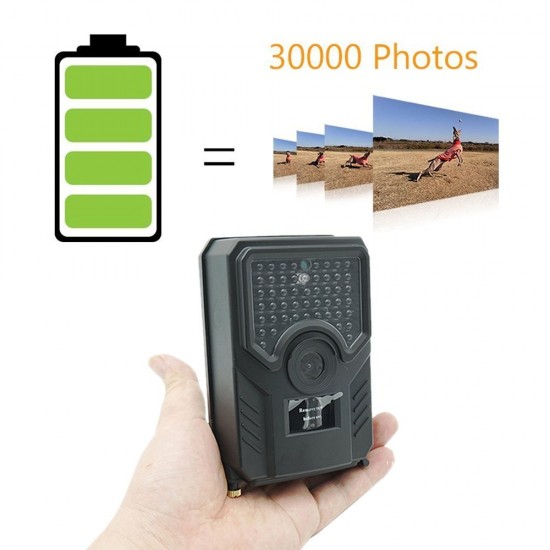 PR-200 Outdoor Hunt-ing Trial Camera Scouting Video Camera Adopted Sensitive PIR Infrared Sensor 1080P Batter-y Operated USB Cable IP56 Water Resistance for Sport Cycling Black