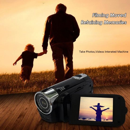 Digital Camera Video Recorder 16X F-ocus Zoom Design 2.7Inches TFT Screen Display Supported S D Card Batter-y Powered Operated for Video S-tudio