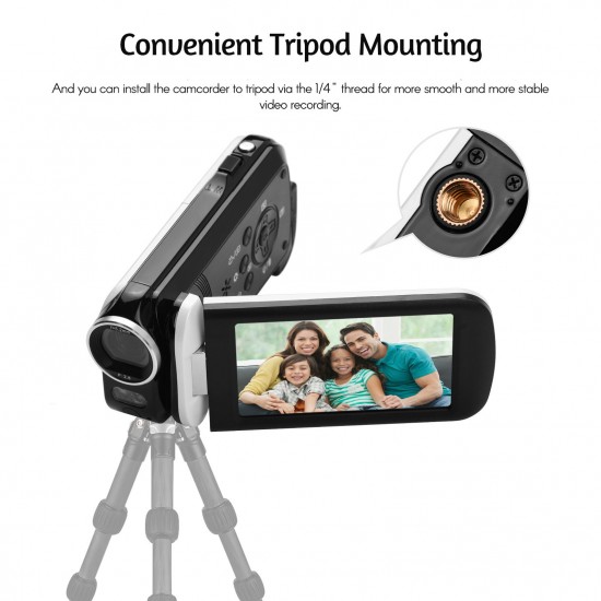 1080P Full HD Mini Digital Video Camera DV Camcorder 24MP 3 Inch Rotatable LCD Touchscreen 18X Zoom Built-in LED Fill-in Light with Lithium Battery for Kids Teenagers Beginner